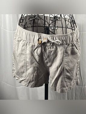 Casual Elastic-Waist Cargo Shorts in Light Gray